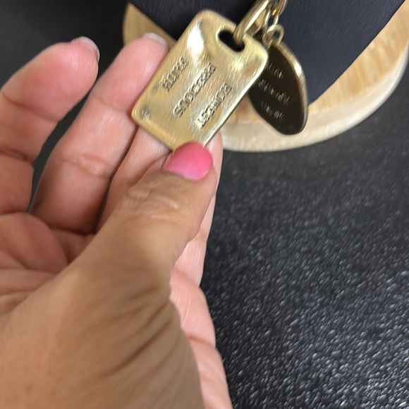 Gold Tone Pendant Long Chain Necklace Dog Tag Inspirational Words - Picture 4 of 8